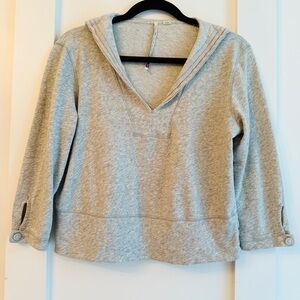 Gray V-Neck Pullover Sweatshirt